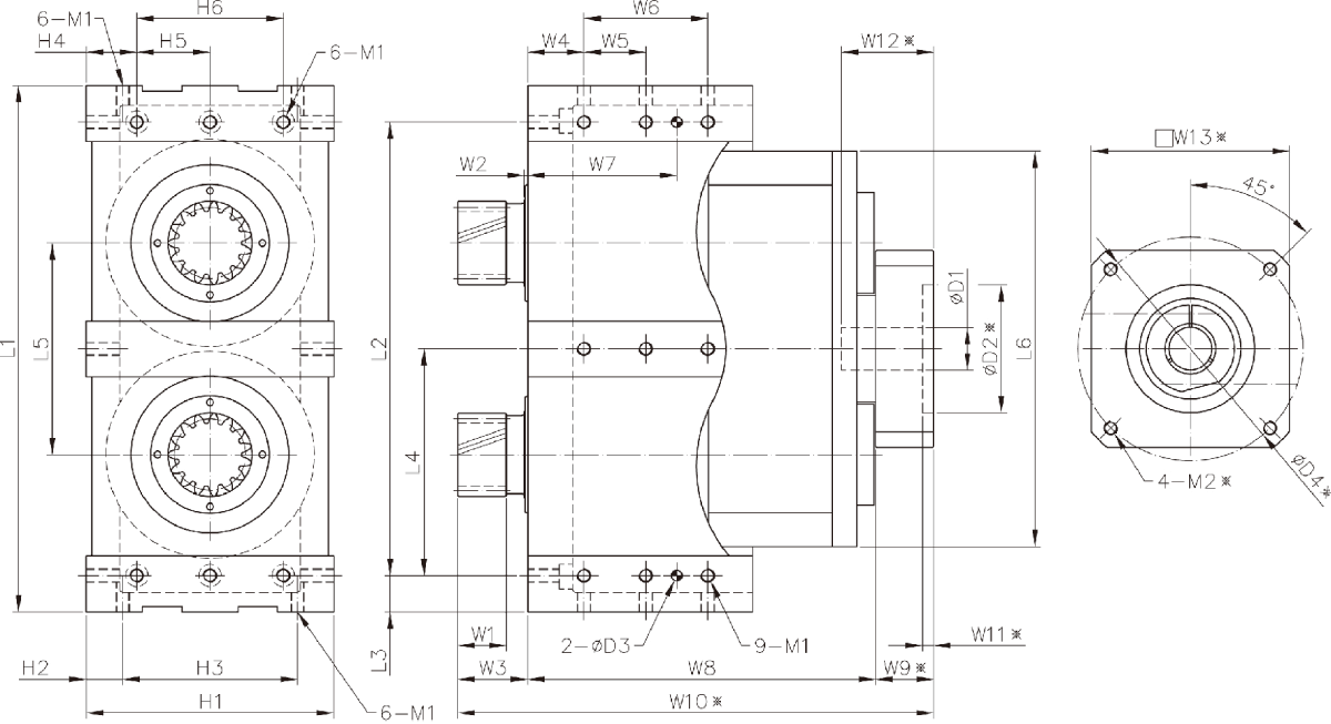 DMU series dimensions double stage 