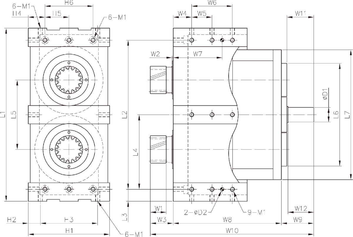 DMU series dimensions double stage 
